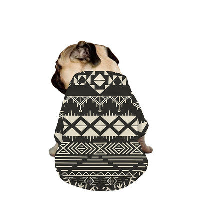Black And Beige Aztec Pattern Print Dog Zip Up Jacket