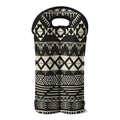 Black And Beige Aztec Pattern Print Double Neoprene Wine Tote