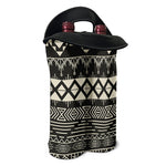 Black And Beige Aztec Pattern Print Double Neoprene Wine Tote