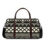 Black And Beige Aztec Pattern Print Duffle Bag