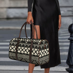 Black And Beige Aztec Pattern Print Duffle Bag