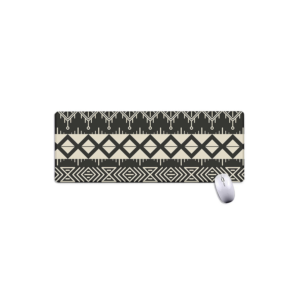 Black And Beige Aztec Pattern Print Extended Mouse Pad
