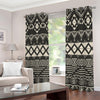 Black And Beige Aztec Pattern Print Extra Wide Grommet Curtains