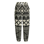 Black And Beige Aztec Pattern Print Fleece Lined Knit Pants