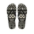 Black And Beige Aztec Pattern Print Flip Flops