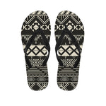 Black And Beige Aztec Pattern Print Flip Flops
