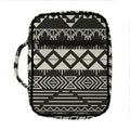 Black And Beige Aztec Pattern Print Front Pocket Bible Bag