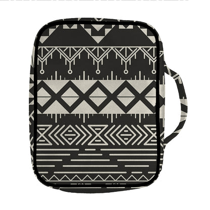 Black And Beige Aztec Pattern Print Front Pocket Bible Bag