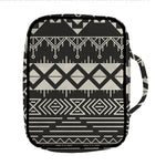 Black And Beige Aztec Pattern Print Front Pocket Bible Bag