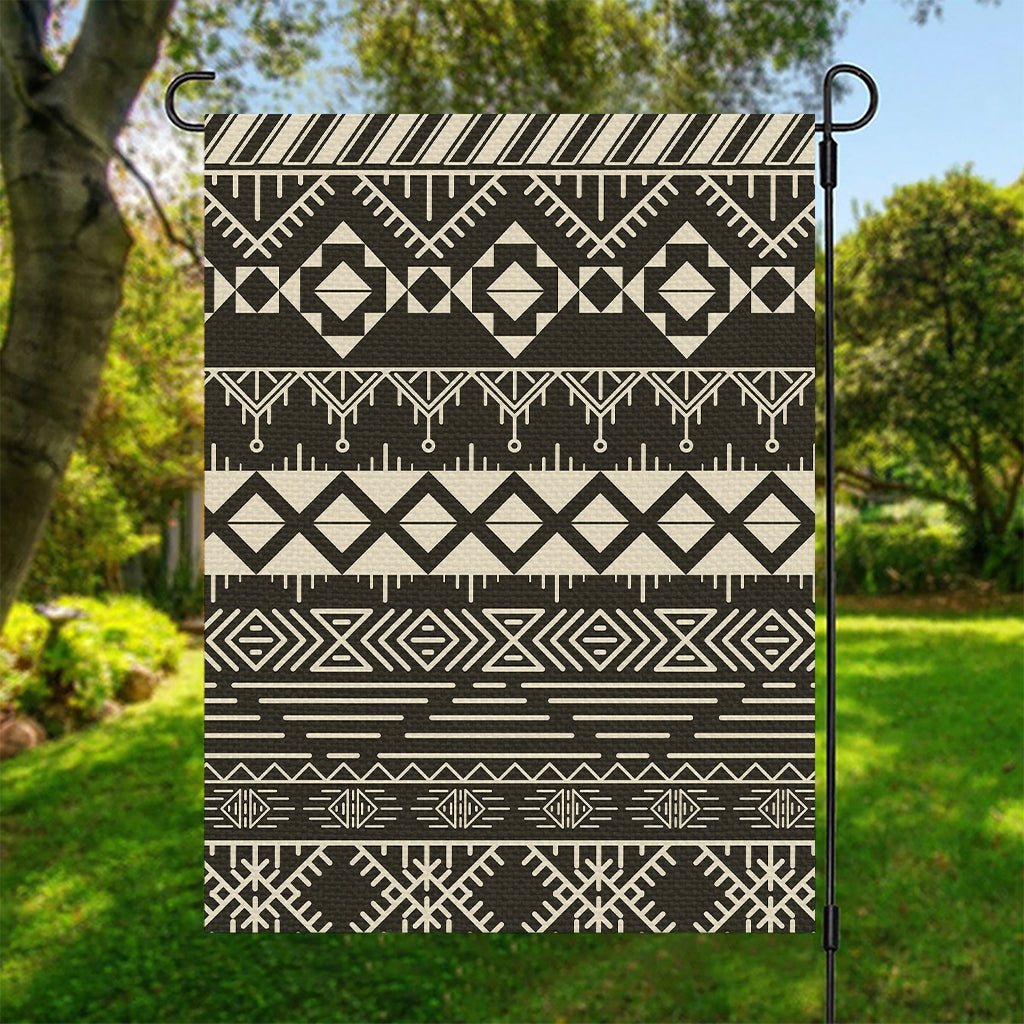 Black And Beige Aztec Pattern Print Garden Flag