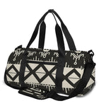 Black And Beige Aztec Pattern Print Gym Bag