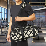 Black And Beige Aztec Pattern Print Gym Bag