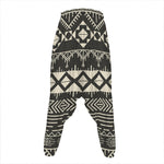 Black And Beige Aztec Pattern Print Hammer Pants