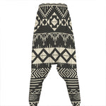 Black And Beige Aztec Pattern Print Hammer Pants