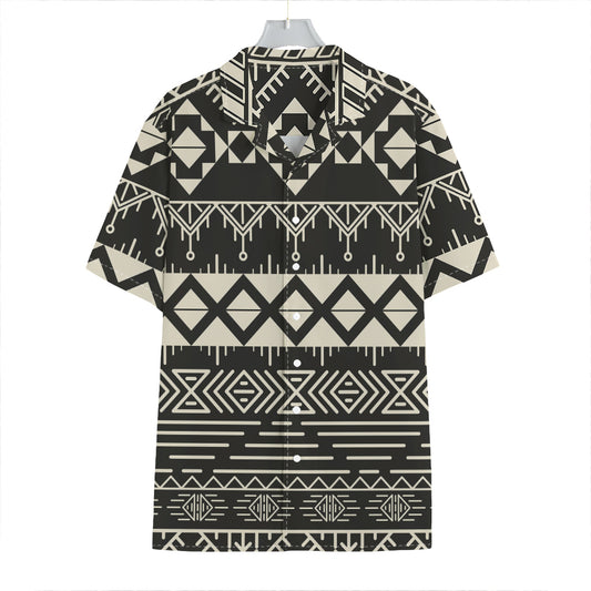 Black And Beige Aztec Pattern Print Hawaiian Shirt