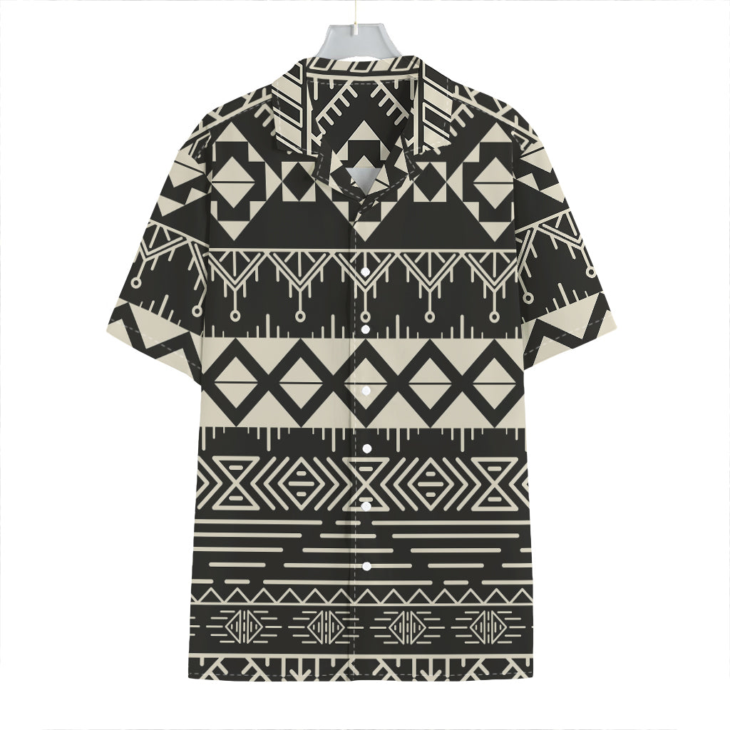 Black And Beige Aztec Pattern Print Hawaiian Shirt