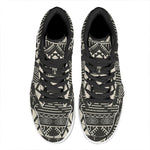 Black And Beige Aztec Pattern Print High Top Leather Sneakers