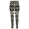 Black And Beige Aztec Pattern Print High-Waisted Pocket Leggings