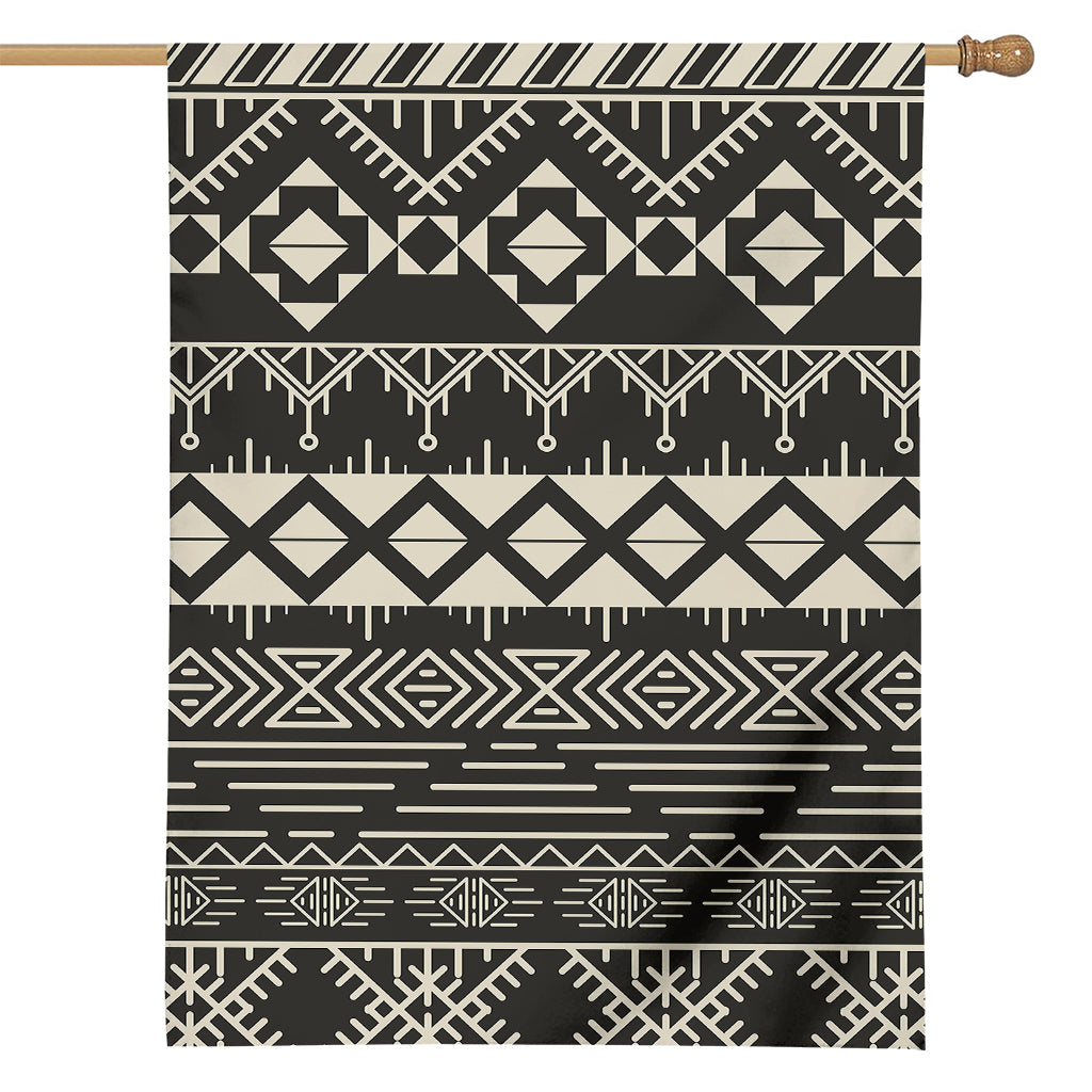 Black And Beige Aztec Pattern Print House Flag