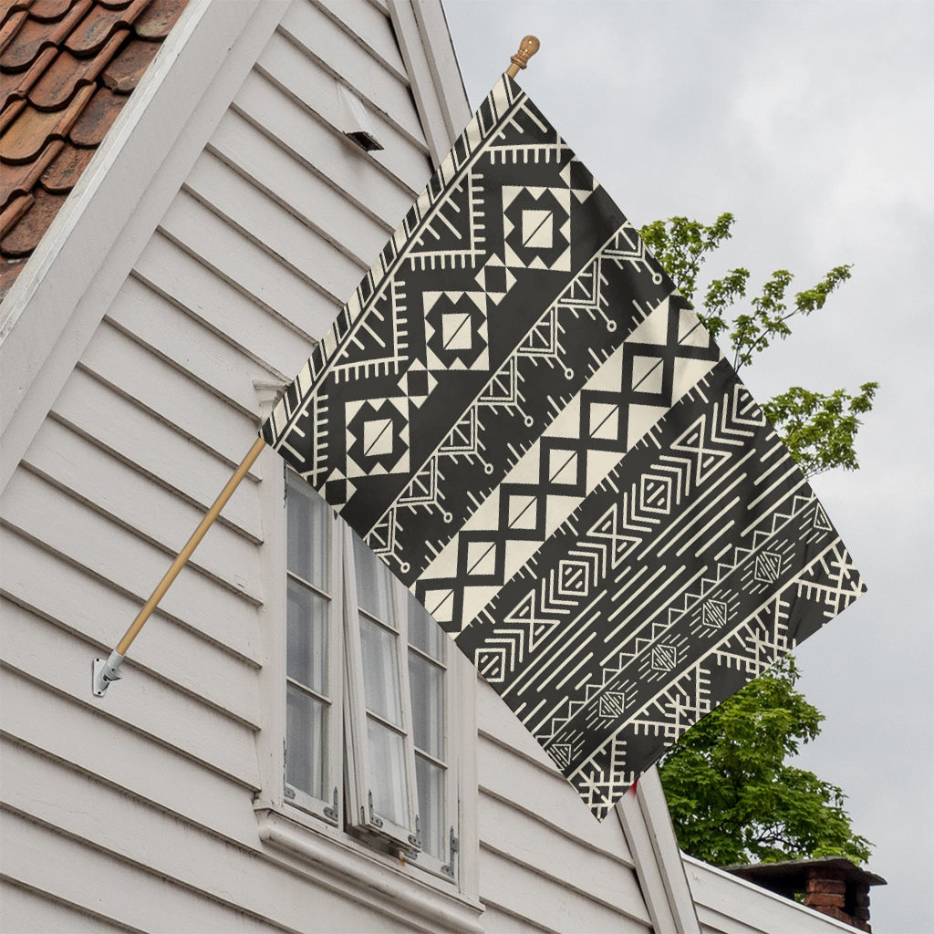 Black And Beige Aztec Pattern Print House Flag