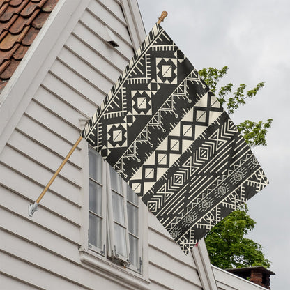Black And Beige Aztec Pattern Print House Flag