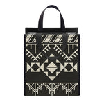 Black And Beige Aztec Pattern Print Insulated Lunch Tote
