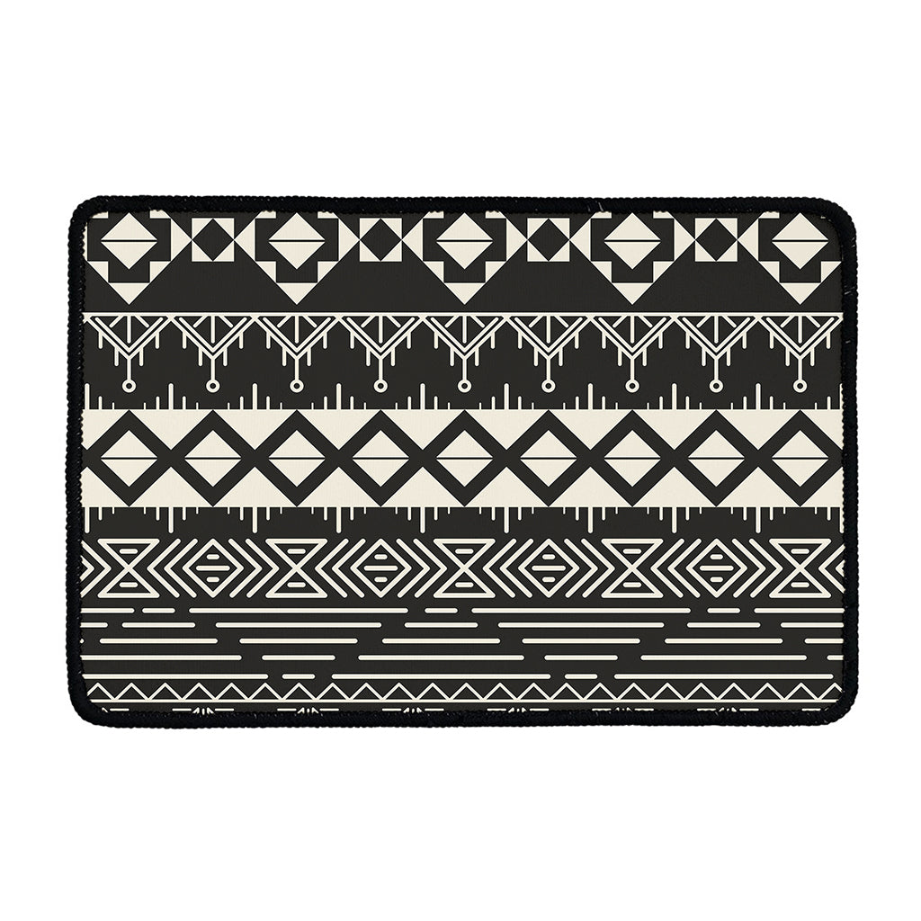 Black And Beige Aztec Pattern Print Kitchen Mat