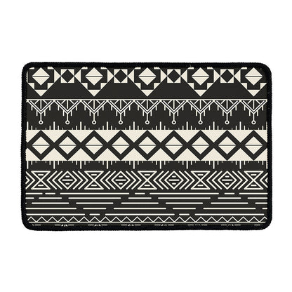 Black And Beige Aztec Pattern Print Kitchen Mat