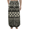 Black And Beige Aztec Pattern Print Lantern Pants