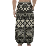 Black And Beige Aztec Pattern Print Lantern Pants