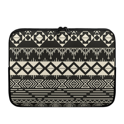 Black And Beige Aztec Pattern Print Laptop Sleeve