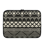Black And Beige Aztec Pattern Print Laptop Sleeve