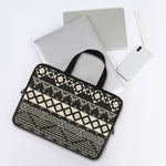 Black And Beige Aztec Pattern Print Laptop Sleeve With Handle