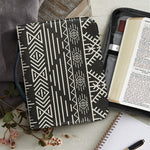 Black And Beige Aztec Pattern Print Leather Bible Cover