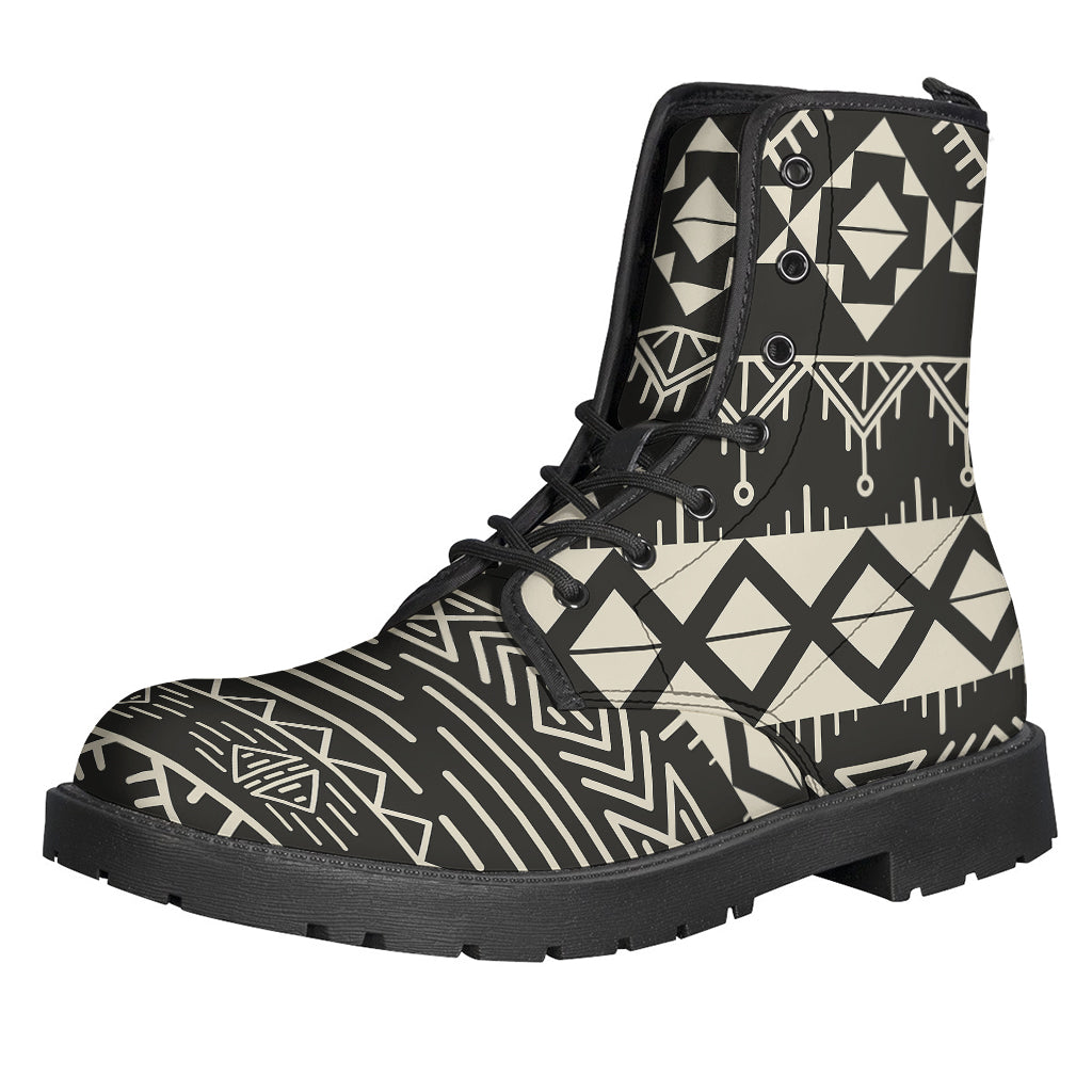 Black And Beige Aztec Pattern Print Backpack