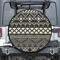 Black And Beige Aztec Pattern Print Leather Spare Tire Cover