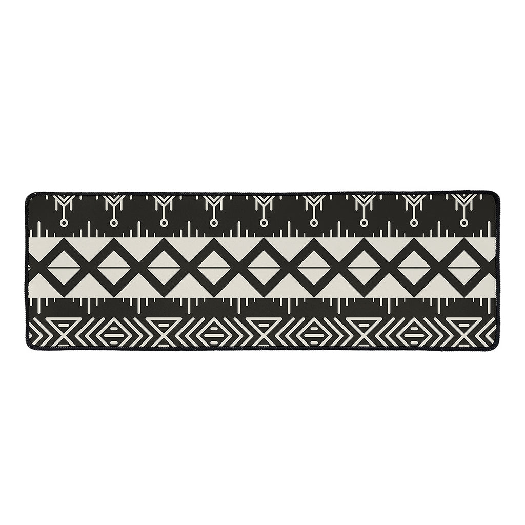 Black And Beige Aztec Pattern Print Long Kitchen Mat