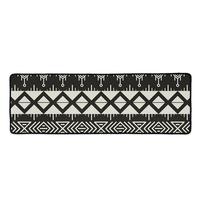 Black And Beige Aztec Pattern Print Long Kitchen Mat