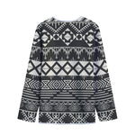 Black And Beige Aztec Pattern Print Long Sleeve Short Coat
