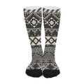Black And Beige Aztec Pattern Print Long Socks
