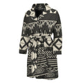 Black And Beige Aztec Pattern Print Men's Bathrobe