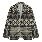 Black And Beige Aztec Pattern Print Men's Blazer