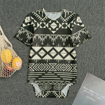 Black And Beige Aztec Pattern Print Men's Bodysuit