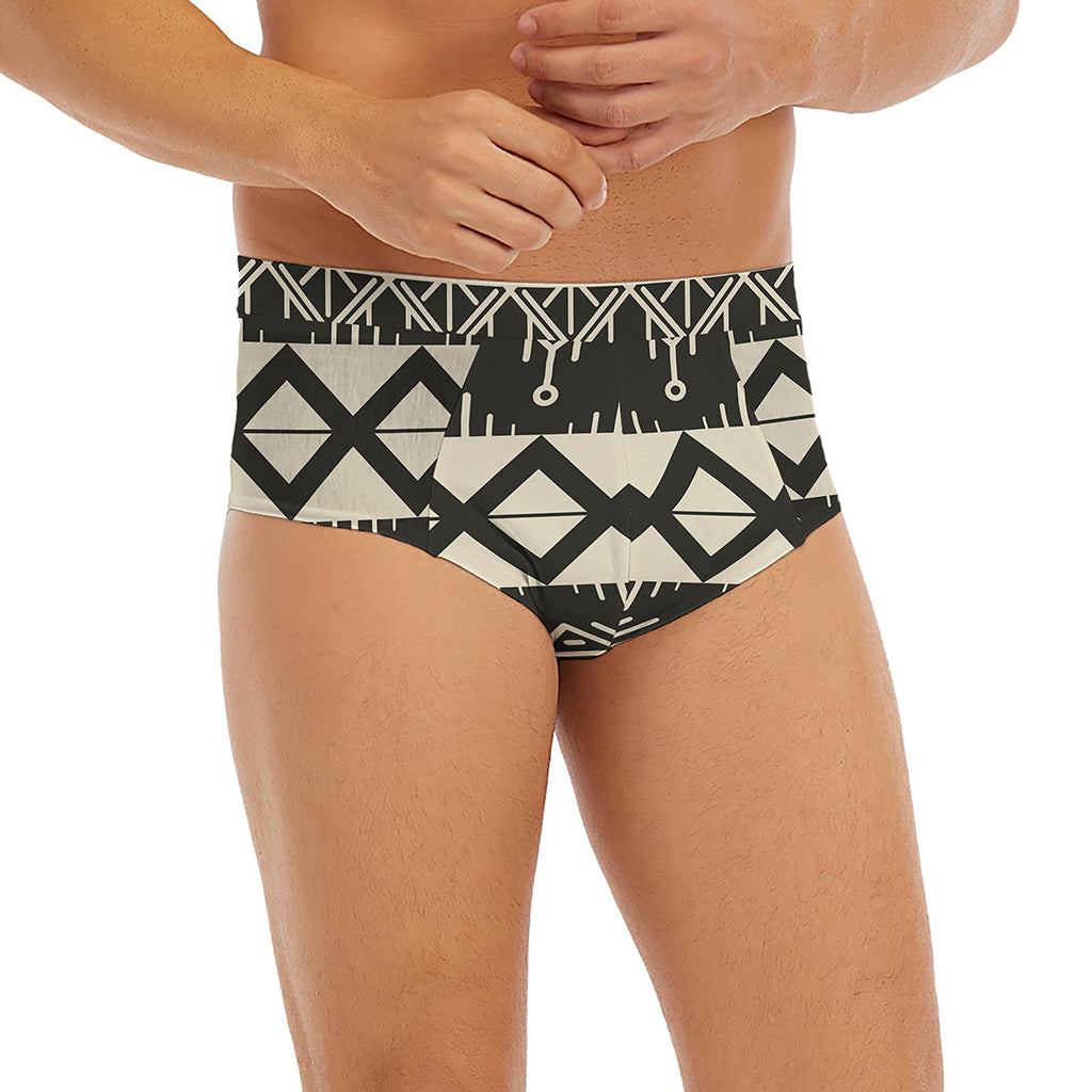Black And Beige Aztec Pattern Print Men's Briefs