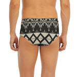 Black And Beige Aztec Pattern Print Men's Briefs