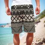 Black And Beige Aztec Pattern Print Men's Cargo Shorts