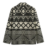 Black And Beige Aztec Pattern Print Men's Cotton Blazer