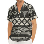 Black And Beige Aztec Pattern Print Men's Deep V-Neck Shirt