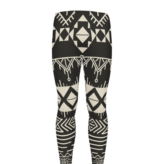 Black And Beige Aztec Pattern Print Men's leggings