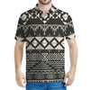 Black And Beige Aztec Pattern Print Men's Polo Shirt